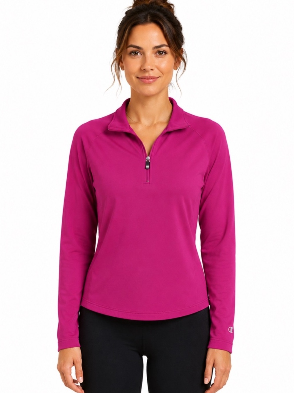 Champion Fuchsia Pink Quarter Zip Running Pullover Athletic Top M